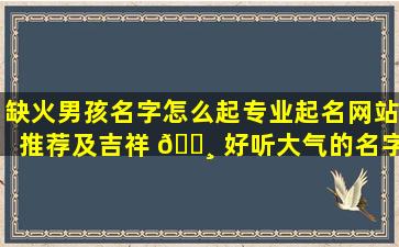 缺火男孩名字怎么起专业起名网站推荐及吉祥 🕸 好听大气的名字示例